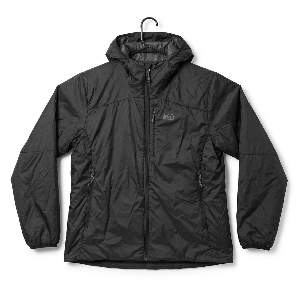REI Co-op Womens Stratocloud Hooded Jacket Black Primaloft Puffer 1X Large
